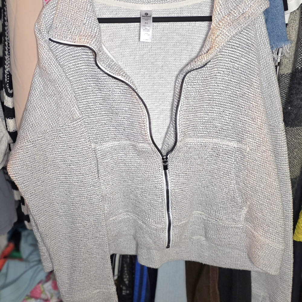 90 Degree By Reflex Women's Light Gray Zip-Up Cardigan